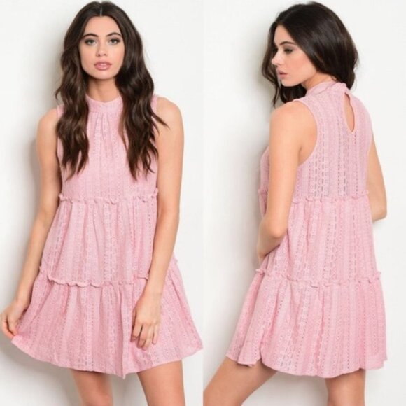 LACEY PINK BABYDOLL DRESS MINI - Picture 1 of 4